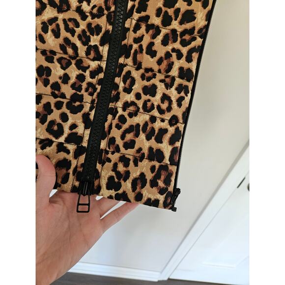 Veronica Beard Brown Leopard Print Puffer Hooded Dickey Blazer Insert Size 00-14 - Picture 7 of 10